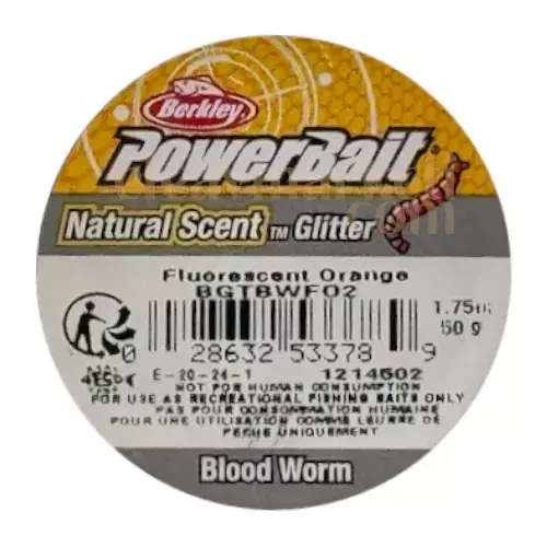 Berkley PowerBait Natural Scent Fluorescent Orange Blood Worm 533789