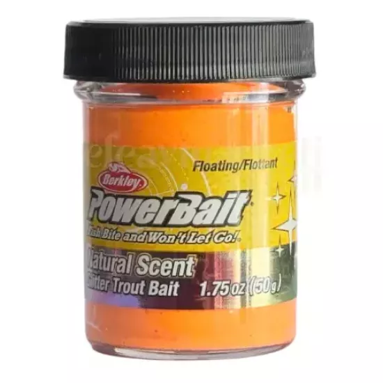 Berkley PowerBait Natural Scent Glitter Fluorescent Orange Garlic 022665