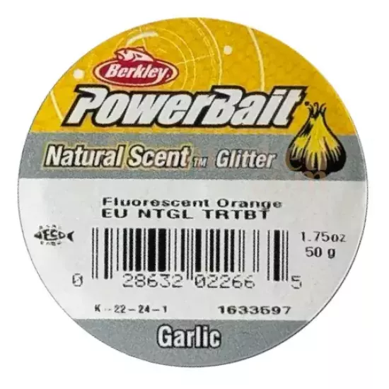 Berkley PowerBait Natural Scent Glitter Fluorescent Orange Garlic 022665