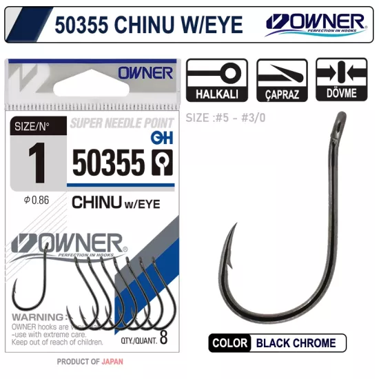 Owner 50355 Chinu W/ Eye Gun Black İğne Olta İğnesi
