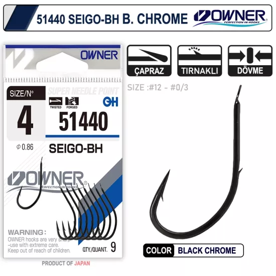 Owner 51440 Seigo-Bh Black Chrome Olta İğnesi