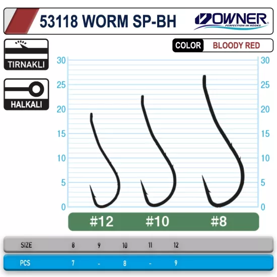 Owner Worm Sp-Bh Bloody 53118 Olta İğnesi