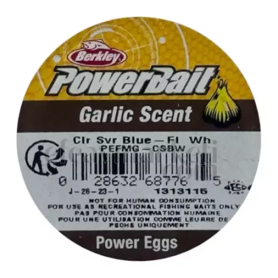 Berkley PowerBait Garlic Scent Clr Svr Blue Fl White Power Eggs 687765