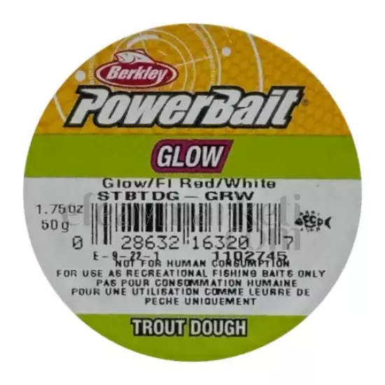Berkley PowerBait Glow Fl Red White Trout Dough 163207