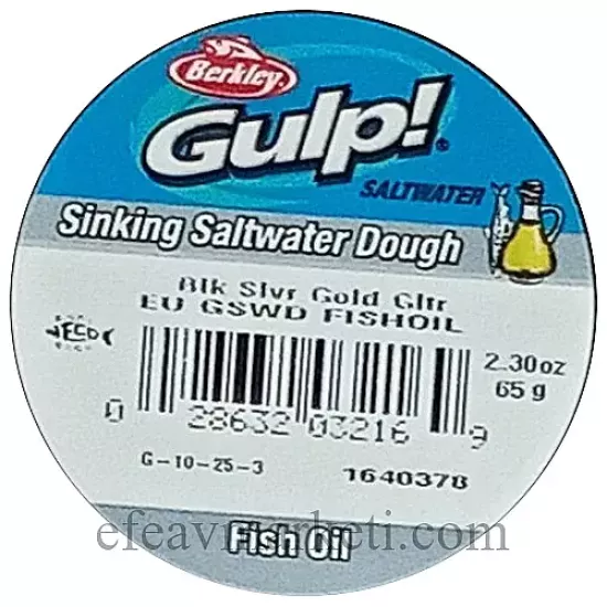 Berkley Gulp Sinking Saltwater Dough Blk Slvr Gold Gltr 032169