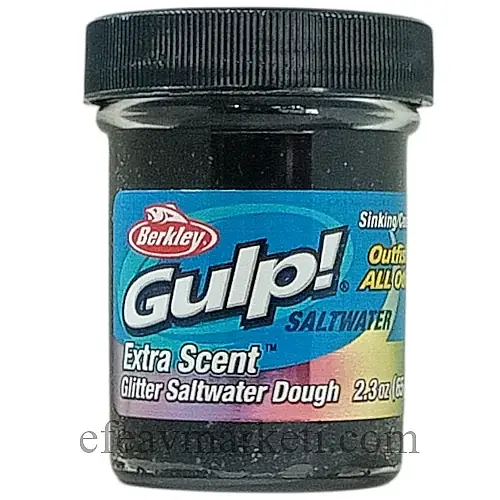 Berkley Gulp Sinking Saltwater Dough Blk Slvr Gold Gltr 032169
