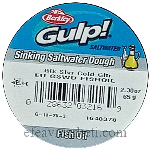 Berkley Gulp Sinking Saltwater Dough Blk Slvr Gold Gltr 032169